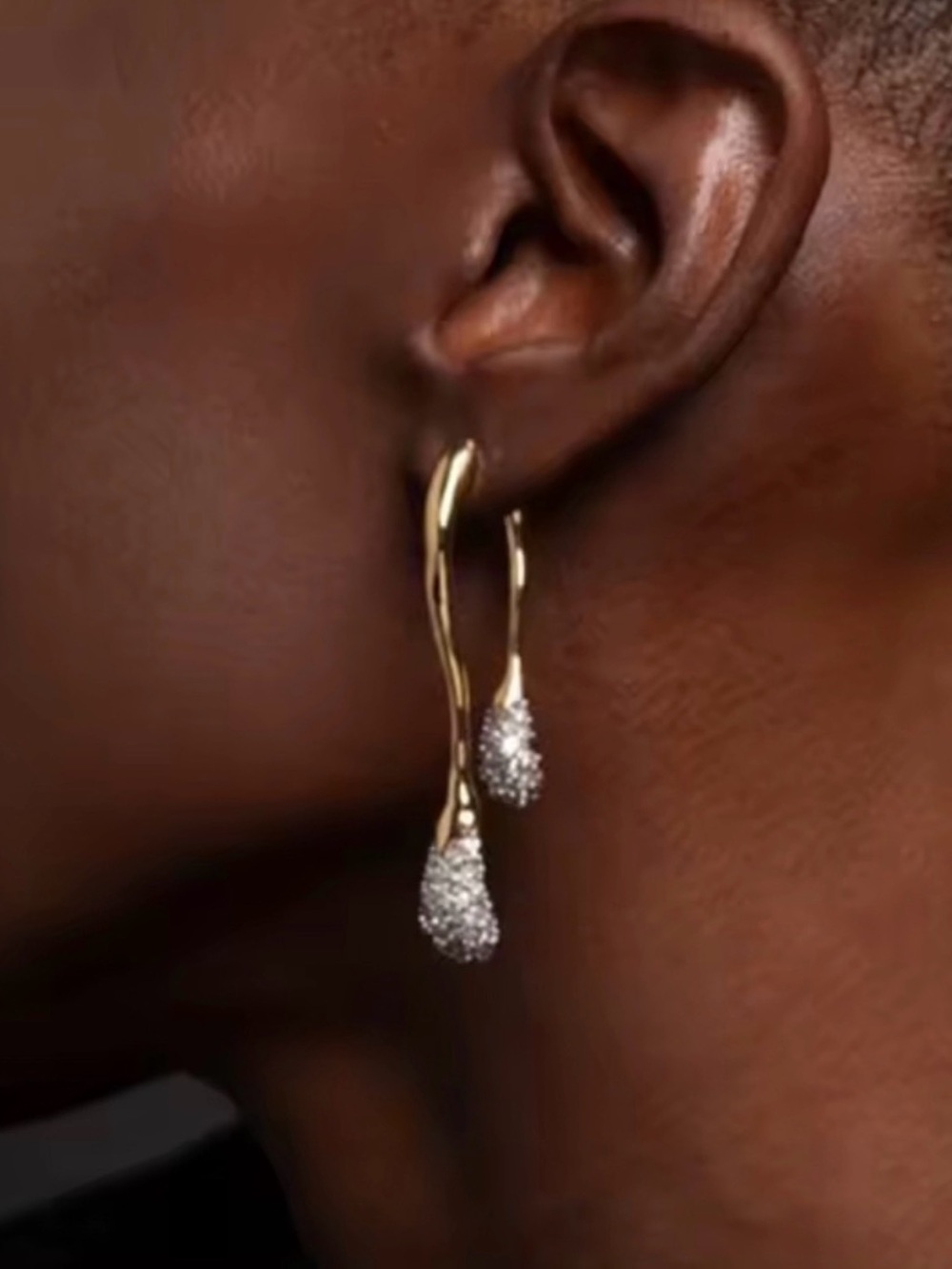 ALEXIS BITTAR Crystal Front Back Double Drop Earrings Gold Clear CZ MY18